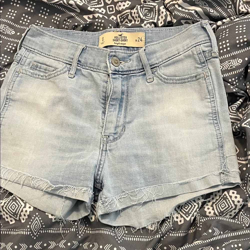 Hollister Short-short High-rise light Blue Jean Shorts